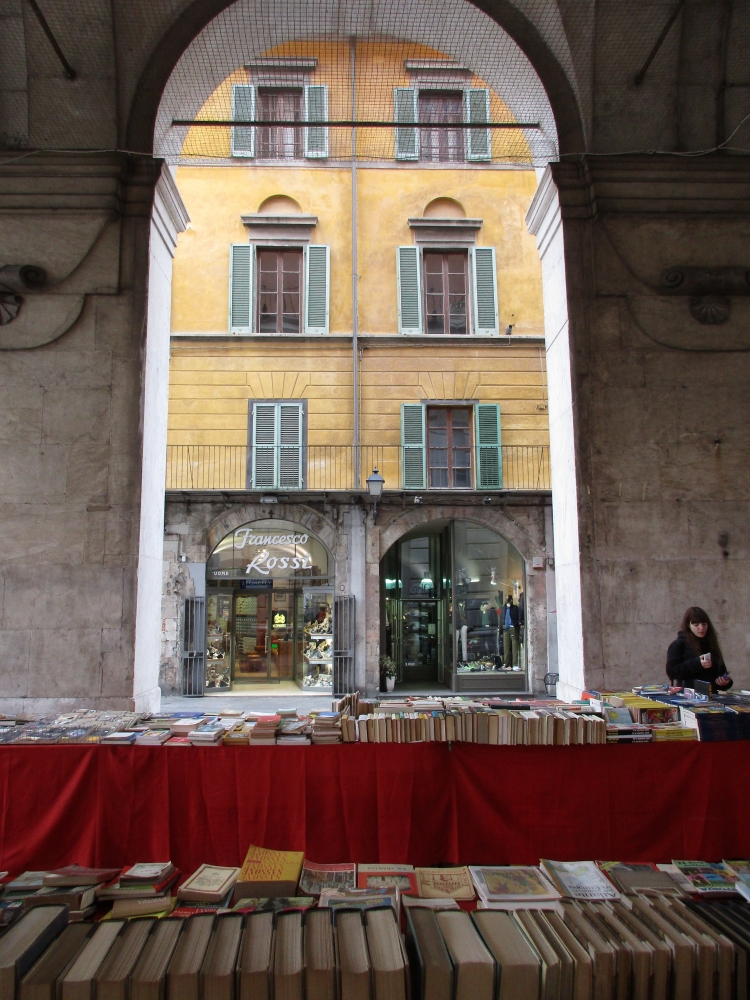 Pisa-libri nel porticato